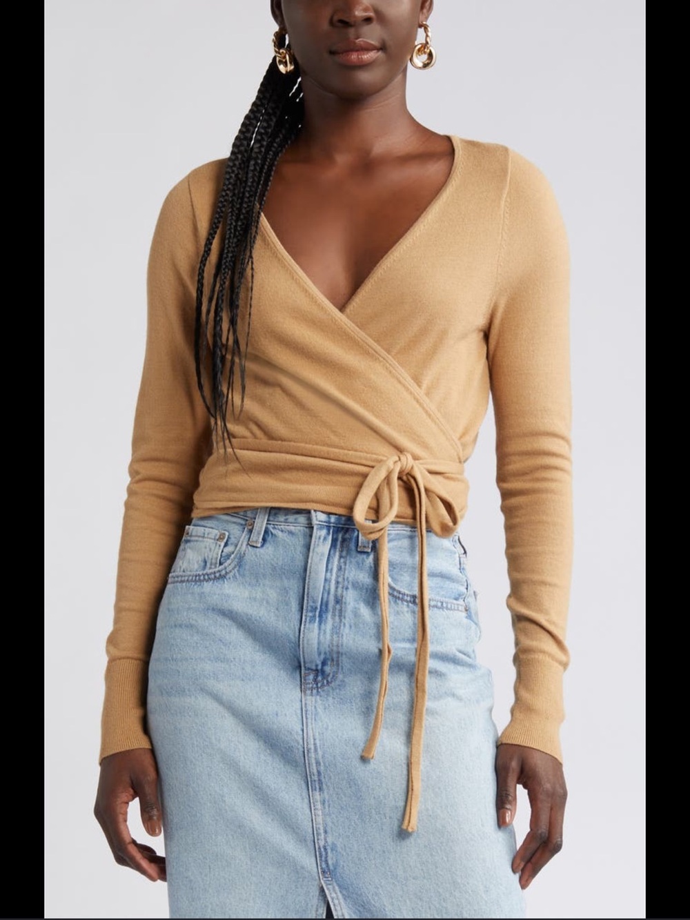 Open Edit Cozy Tan Knit Sweater - Neutral Camel Tone